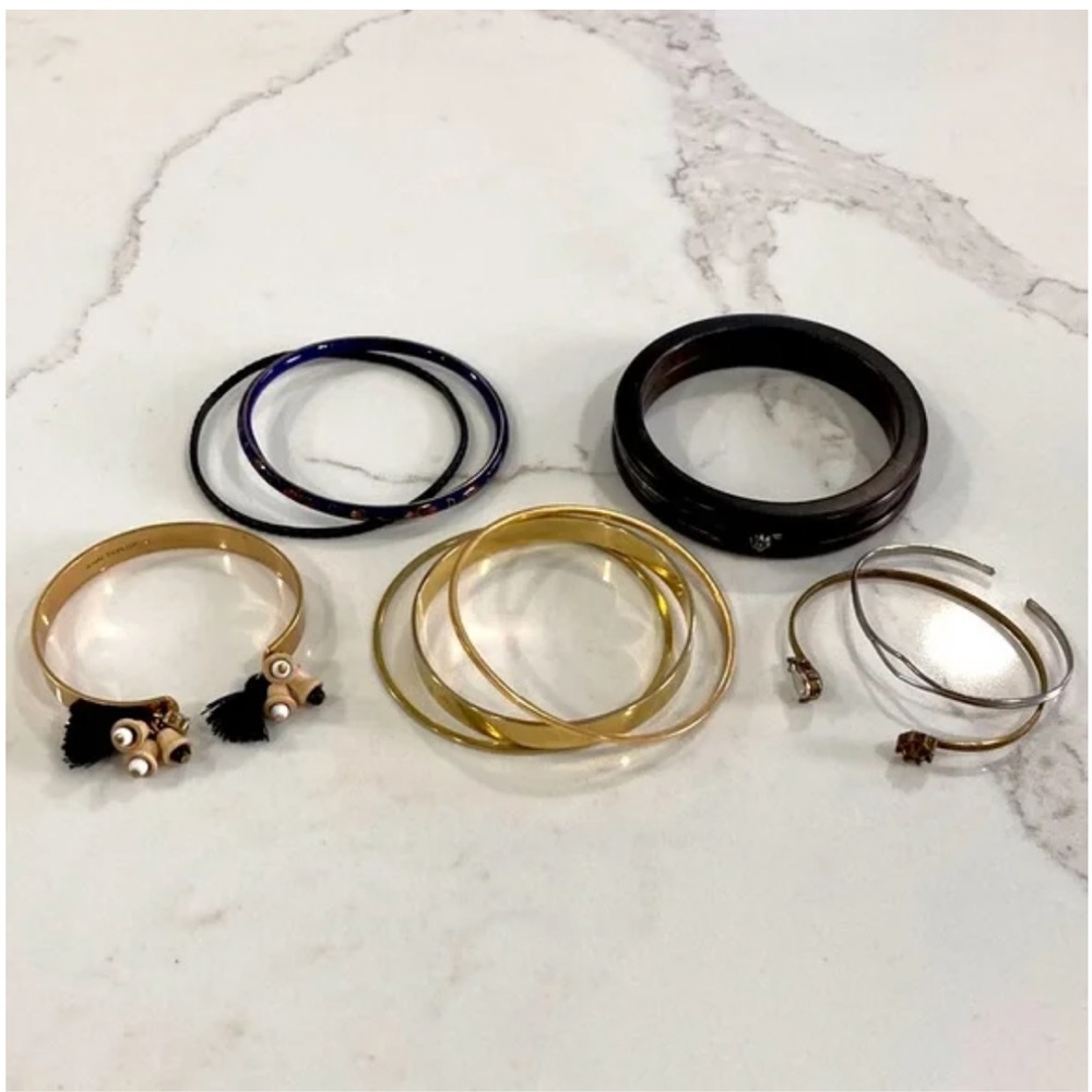 Lot of 9 Mixed Gold & Silver Bangles & Bracelets Set